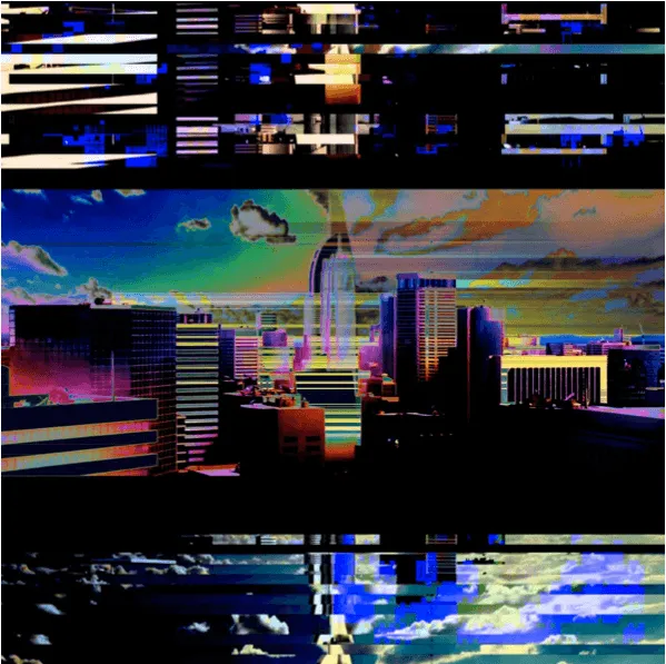 Distorted images of a city