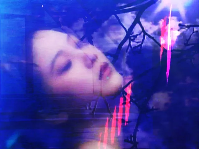 a Japanese women in a glitched image
