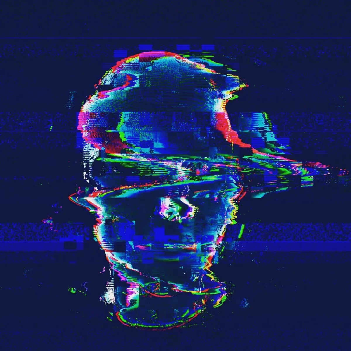 Heavily distorted image of a facial outline