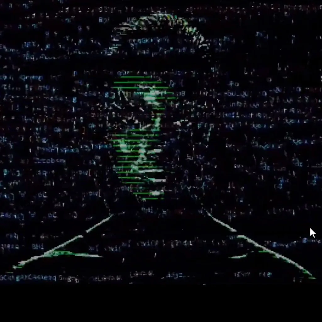 Human figure overlayed with static