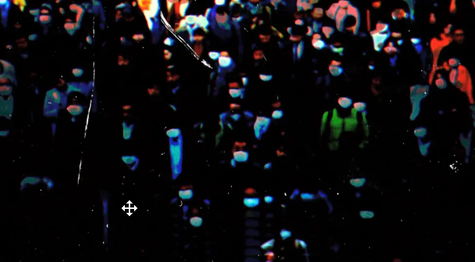 Crowd wearing masks